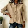 Otoño 2026 Transfronterizo Amazon Estación Independiente Europeo y Americano Nuevo Ajustado Manga Larga Cuello Campana Color Sólido Ajustado Camisa de Mujer