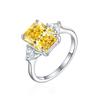 Anillo de plata de ley 925 con forma de corazón de 8 x 11 con corte de flor de hielo en forma de llama, anillo de diamantes cuadrados de lujo de alta calidad con un tesoro colorido de 4 quilates y un diamante de alto carbono para mujer.