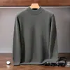 Suéter de cachemira para hombre, tejido de punto grueso de doble hilo de siete agujas con cuello alto medio, suéter de capa base de punto para otoño e invierno
