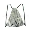 Bolsa de Cordón Plateada Brillante Personalizada con Estampado de Lámina Dorada y Plateada, Bolsa de Cordón, Mochila de Cordón con Impresión de Logo