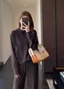 Sudadera con capucha cálida de mezcla de seda y cachemir de peso pesado Pantalones de pierna ancha Traje con capucha para mujer Nuevo 2025 G110717