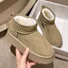 Botas de nieve para mujer de comercio exterior transfronterizas con suela gruesa antideslizante, botines cortos de invierno cálidos sin cordones, zapatos de algodón felpudos y engrosados