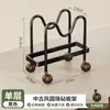 Estante de acero al carbono para tapas de ollas y tablas de cortar estilo vintage, soporte para tablas de cortar de cocina, base para guardar espátulas y cucharas, escurridor vertical