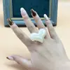 Anel de Resina Europeu e Americano Estilo Coração Transfronteiriço para Mulheres Estilo Ins Anel Halo Tingido Coração Grande Textura Degradê Pulseira Atacado