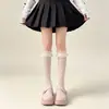 Calcetines Lolita de Encaje Blanco para Mujer, Estilo Media Pantorrilla, Calcetines Largos de Encaje JK, Medias Estilo Japonés, Al Por Mayor en Stock