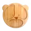 Set de Vajilla de Bambú para Bebé con Formas de Animales de Dibujos Animados, Plato para Comida Complementaria Infantil, Plato Dividido para Comer Bebé