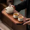 Bandeja de Madera de Nogal para Uso Doméstico, Bandeja de Té de Madera Maciza, Bandeja Rectangular para Sostener Tazas de Té, Bandeja de Almacenamiento, Bandeja de Cena, Bandeja para Snacks, Bandeja de Té