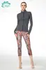 HWT huavite yoga fitness bolso lateral costura vitalidade calça cropped casual camuflado azul entrega atacado