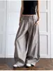 Pantalones Retro Americanos 2026 Cintura Irregular Corte Limpio Ajuste Delgado Sueltos Simples Pierna Ancha