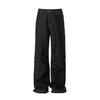 Calça jeans preta de perna larga com design retrô WHOOWAP, calça reta solta de rua americana, casal moderno masculino