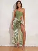 Moda 2025 Maiô com Estampa de Posicionamento para Mulheres, Biquíni Emagrecedor que Esconde a Barriga com Saia de Proteção Solar, Maiô Sexy para Fontes Termais