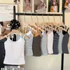 332 # Camisola Rayada Falsa de Dos Piezas Casual Versátil Multicolor Top Dopamina Espalda Sexy Moda Hermoso Diseño
