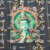 Tangka Pintado en Oro Buda de la Medicina Zhaliram Pasado y Presente Ocho Guardianes Lienzo Especial Núcleo de Pintura Tangka Semi-Pintado a Mano