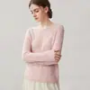 Suéter de cachemira para mujer con diseño de corte, ribete de lentejuelas, cuello redondo, perfecto como capa base para otoño e invierno, nuevo estilo de moda, versátil, color liso y top elegante