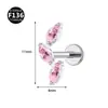 Aleación de Titanio F136 con Tres Piedras de Zirconia, Diseño de Hoja Ojo de Caballo, Piercing Labret con Rosca Interna, Arete, Piercing en el Cartílago de la Oreja Joyería 0.9