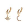 Artesanía de microincrustación clásica aretes asimétricos de estrella Luna full diamond aretes de temperamento de alta calidad Aretes de lujo ligero para mujer