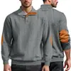Suéter de tricô jacquard cruzado, gola alta, couro emendado, masculino, botões, manga longa, casual, esportivo, outono/inverno, novidade na Amazon, moletom