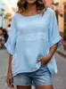 2026 Sitio Independiente de Amazon Transfronterizo Verano Nuevo Estilo Europeo y Americano para Mujer Cuello Redondo Manga Tres Cuartos Casual Holgado Top