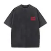 Nueva camiseta vintage lavada de algodón puro con cuello redondo, manga corta, diseño estampado, top casual holgado de verano moderno y fresco