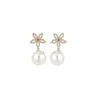 Brincos de Flor Zircônia Banhados a Ouro Real 18K Estrela de Cinco Pontas Brincos da Moda Luxo Leve Brincos de Pérola de Alta Qualidade Atacado