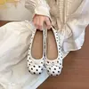 Zapatos planos de lazo de lunares, de suela blanda, cómodos, adecuados para el trabajo de oficina, para ir al trabajo y para ocasiones casuales, punta cuadrada, estilo Mary Jane de otoño, zapatos para mujer