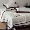 Funda de Cama de Algodón Tencel de Ganso Coreano Juego de Tres Piezas con Bordado, Sábana de Algodón Acolchada Refrescante, Colcha de Verano, Colcha Refrescante de Verano
