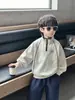 Sudadera para Niños Q120, Colección Otoño, Moda Coreana Casual de Moda, Sudadera con Media Cremallera, Top Deportivo para Niño Pequeño