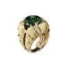 Anillo de compromiso de lujo para mujer, chapado en oro, con diamante de circón verde, superventas transfronterizo, joyería al por mayor