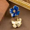 Pendientes de Botón Florales Tridimensionales Esmaltados de Gota Estilo Francés, Elegantes y Exquisitos, con un Toque de Lujo Ligero y Gama Alta