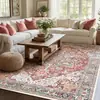 Alfombra de sala de estar estilo vintage personalizada, alfombra de área grande para colocar plana debajo del sofá y la mesa de centro, lavable a máquina, plegable, alfombra grande de cachemira sintética