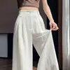 Pantalones Anchos de Lino Tencel de Verano 2026 para Mujer, de Cintura Alta, Casuales, Pierna Recta de Seda Helada, de Largo hasta el Suelo para Mujer