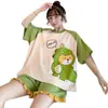 Pijama Transfronteiriça de Comércio Exterior para Mulheres Verão Novo Shorts de Manga Curta Doce Celebridade da Internet Fofo Desenho Animado Conjunto Roupa de Casa Dropshipping