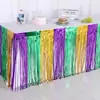 Decoração de Carnaval Transfronteiriça Cortina de Porta de Seda de Chuva Layout de Festa de Feriado Saia de Mesa de Seda de Chuva Verde Roxo Dourado Banner Decorativo Listrado Colorido