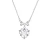 Collar de Plata Pura S999 con Lazo y Corazón para Mujer, Moda de Nicho Versátil Diseño de Lujo Ligero Cadena para Clavícula Hueca Accesorio