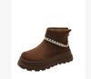 Novas Botas Curtas 2025 Estilo Britânico Retrô Primavera e Outono Femininas com Solado Grosso Aumento de Altura Marrom Maillard Botas Super Bonitas
