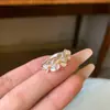 Anel Ajustável de Gardênia Fresco e Elegante para Mulheres, Doce e Exclusivo, Simples e Delicado, com Design Aberto