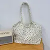 Nova bolsa de ombro casual versátil, bolsa tote de lona com cordão xadrez, bolsa de lona com cordão ajustável, bolsa de grande capacidade para o dia a dia