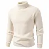 Suéter de Tricô Masculino Gola Alta Cor Sólida Outono/Inverno 2026 Gola Canelada Casual de Negócios Manga Longa Multicor Camada Base