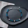 Pulsera Doble Capa Cruz Azul Oscuro Cristal Hombres Lujo Ligero Sensación de Alta Gama Pulsera de Cuentas Moda Mujer Versátil para el Trabajo