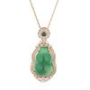 Collar con colgante de jade y calabaza grande bañado en oro y cobre con calcedonia verde hielo natural de Net Celebrity Live Supply para mujer
