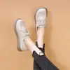 Mocassins de cadarço com sola grossa para mulheres, que aumentam a altura, novos sapatos estilosos e versáteis para o outono de 2026, sapatos femininos confortáveis e respiráveis que emagrecem