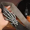 Cinturón de Cuero de Vaca de Primera Capa Estilo Gótico Vintage Hebilla Metálica de Calavera para Hombre, Cinturón de Cuero Genuino Oscuro con Diseño Único