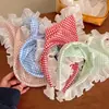 Conjunto de tiara de renda branca e lenço, lenço triangular estilo francês para cabelo, chapéu de lenço quadrado, adorno de cabeça de praia estilo pastoral para mulheres