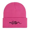 Gorro de Punto Bordado de Serpiente Transfronterizo Europeo y Americano Otoño e Invierno Cálido Suéter Gorro de Lana Gorro para Clima Frío