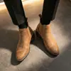 Botas de Cuero Casual de Caña Alta de Gran Tamaño Transfronterizas Slip-On Estilo Británico Zapatos para Hombre Moda Retro Punta Puntiaguda Botas Martin Dropshipping
