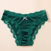 Ropa interior femenina sexy de encaje con empalme transfronterizo, ligera, cómoda, agradable para la piel y transpirable, Tanga de seda helada con lazo personalizado