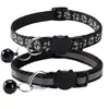 Collar Reflectante para Mascotas Collar Luminoso Collar para Gato Collar para Perro Collar con Cascabel Collar con Hebilla de Seguridad Estampado de Huella de Perro