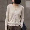 Novedad Otoño/Invierno 2026 Ropa de Punto para Mujer Cárdigan de Punto con Cuello en V Suéter de Punto de Bambú Suéter Fino para Mujer Abrigo Clásico Versátil