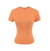 25 Verão Novo Feminino Spice Girls Cor Sólida Kardashian Mesmo Estilo Gola Redonda Slim Fit Camiseta Base Curta Manga Curta Básica