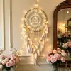 Apanhador de Sonhos Criativo de Crochê Europeu e Americano Pena Sino de Vento Pendurado Entrada de Casa Decoração de Interior Casamento Fundo Pingente Grande